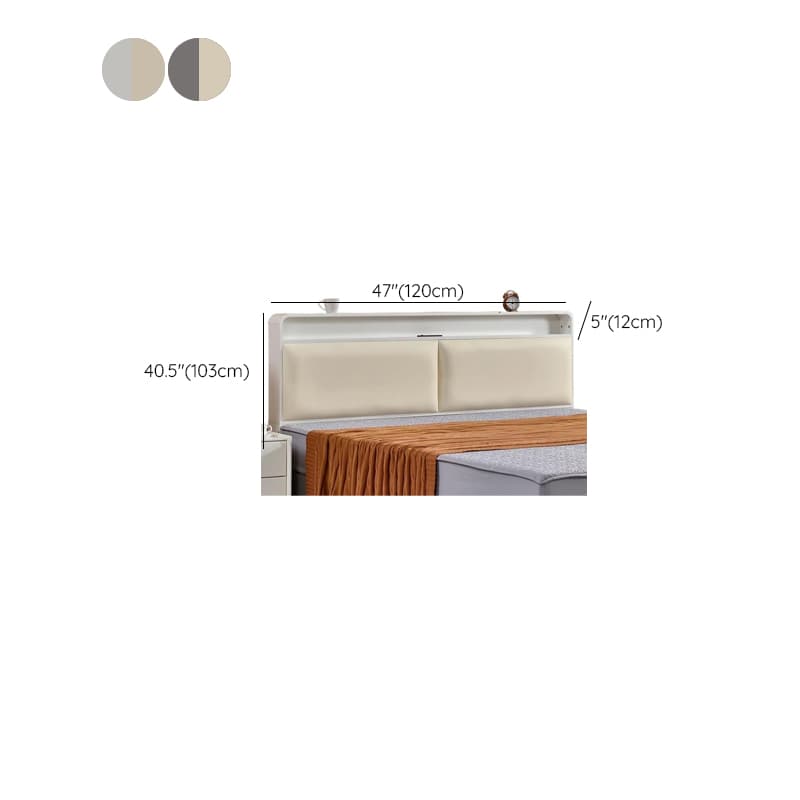 Simplistic Panel Headboard with Shelves, Rectangular Shape for Twin/Full/Twin XL Bed, Featuring Sponge Upholstery, Illumination Light, and Standard Height thumbnail 19