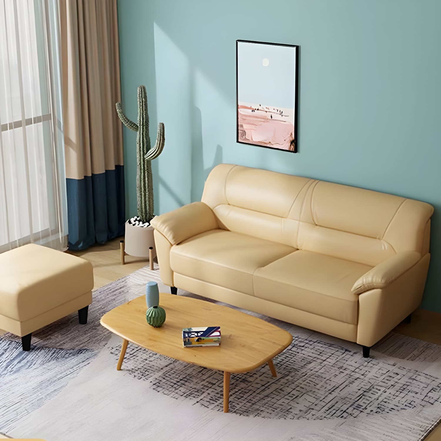 Leather Modern 2/3-seat Pillow Top Arm Sofa 70.87"/55.12" W Sewn Pillow Back Sofa thumbnail 10