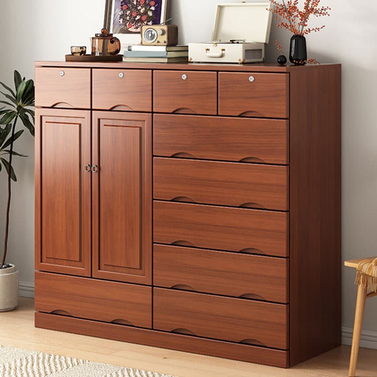 Modern Solid Wood Combo Dresser with Shelves, Drawers, and Cabinet Storage thumbnail 7