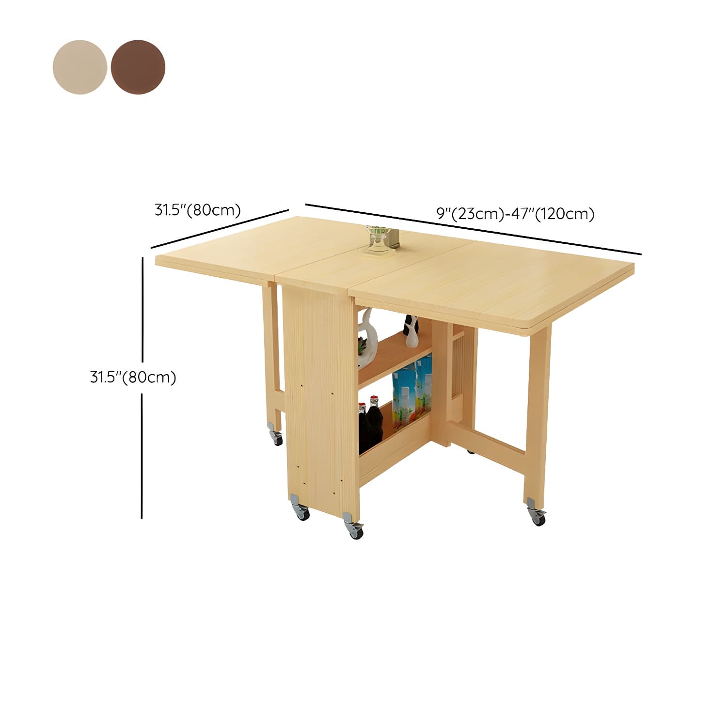 Modern Rectangular Wood Dining Table with Pedestal Base, Seats 4, Drop Leaf Design thumbnail 15