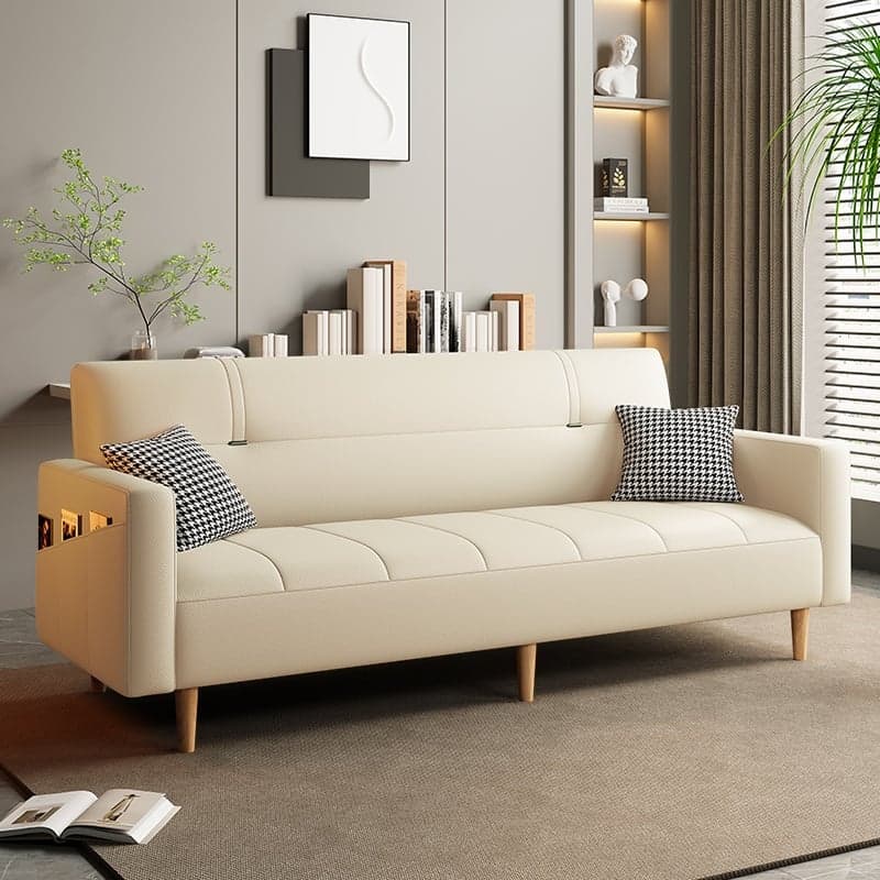 Synthetic Leather Convertible Sofa in Grey/Light Blue/Light Green with Arm thumbnail 1