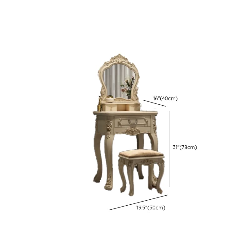 Standard/Small/Large Retro Cream Timber Vanity Set with Chair & Standing Mirror thumbnail 9