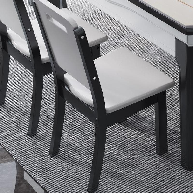 Stone Top Extendable Dining Set with Wood Legs Chairs for Home thumbnail 7