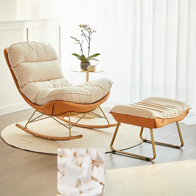 Trendy Faux Leather Upholstered Rocking Chair Couch with Footstool , Spindle Back and Resistant To Dirt thumbnail 14