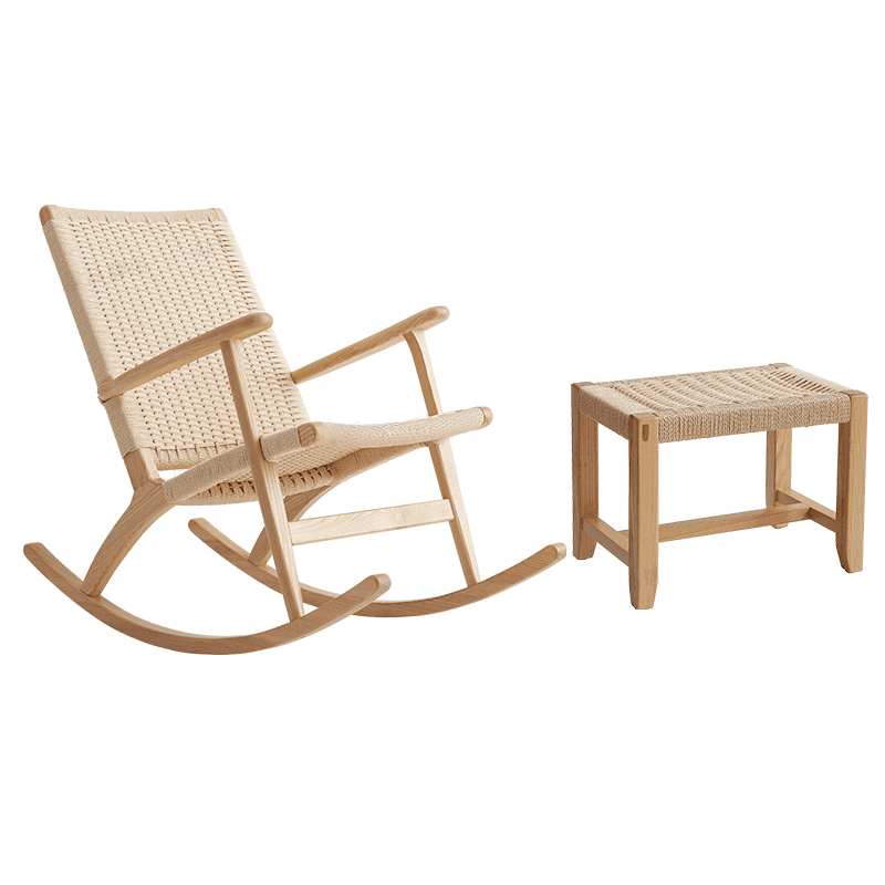 Asian Style Wicker Front Porch Rocking Chairs with Track Arm thumbnail 6