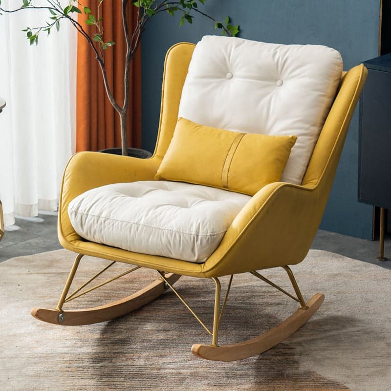 Contemporary Resistant To Dirt Upholstered Rocking Seat with Natural Wood & Metal Base and Recessed Arm thumbnail 10