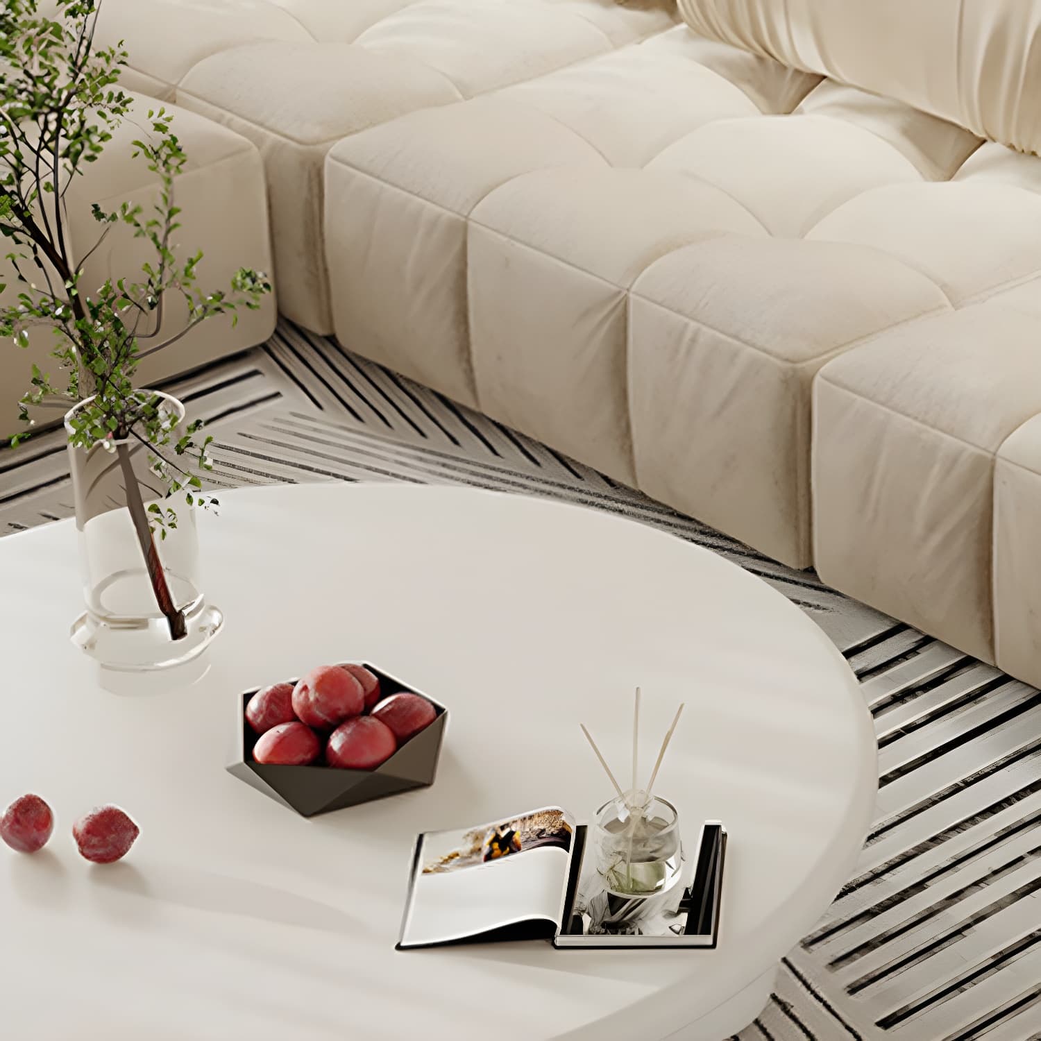 Scandinavian 4 Legs Coffee Table Round 1 Single Cocktail Table thumbnail 6