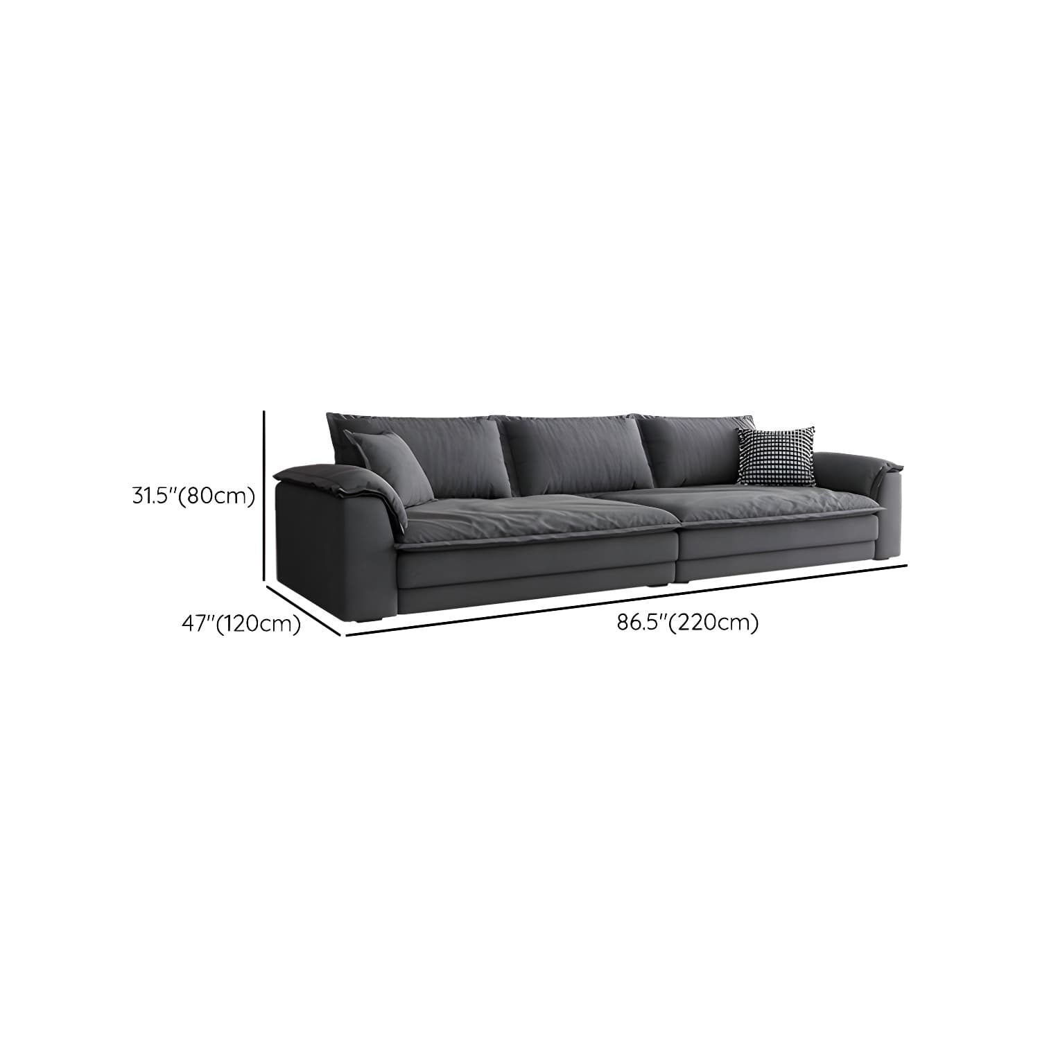 Modern Gray Abrasive Cloth Upholstered Stationary Sectional Sofa with Wood Frame thumbnail 18