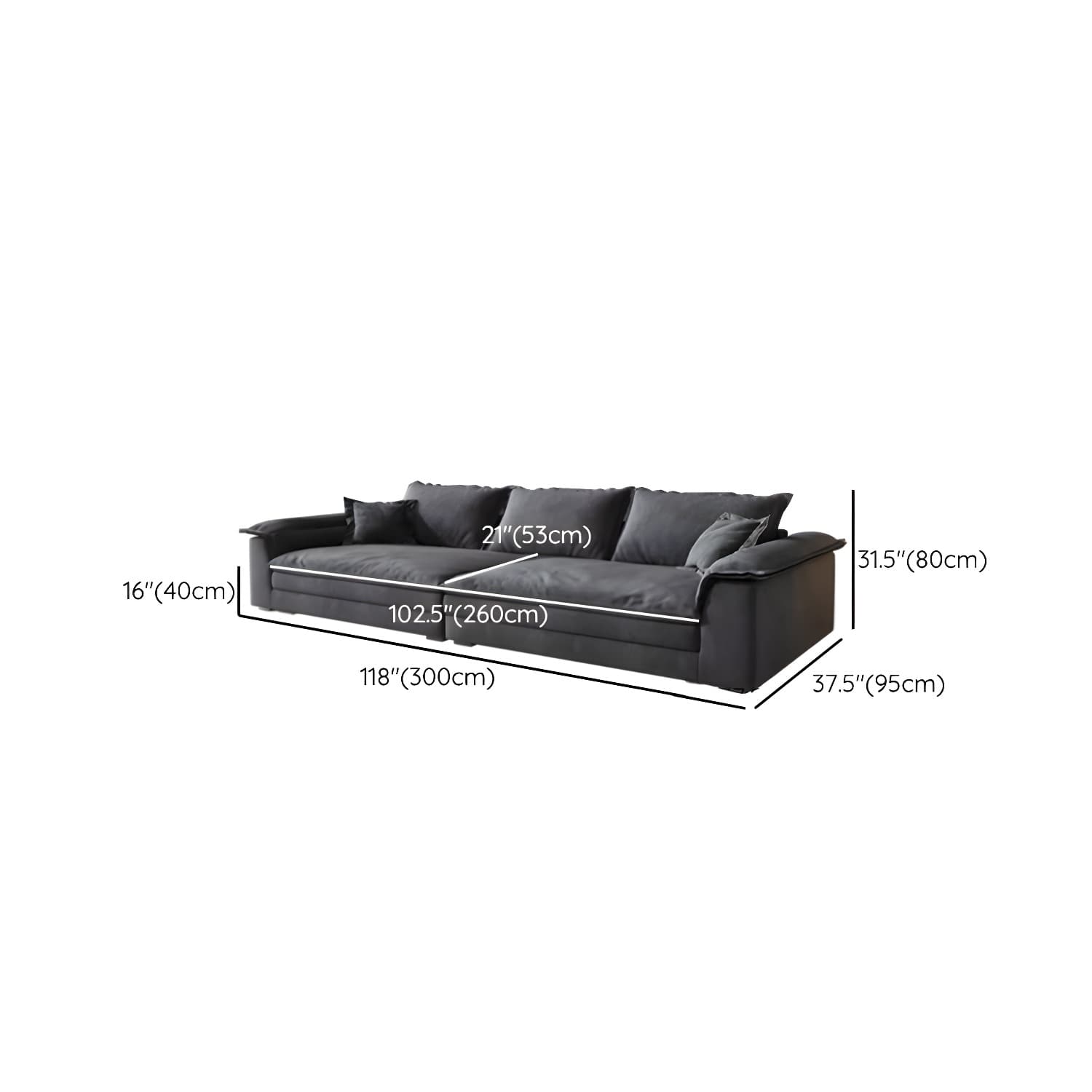 Grey Mid-Century Modern Sofa with Wood Frame and Tech Cloth Upholstery thumbnail 14
