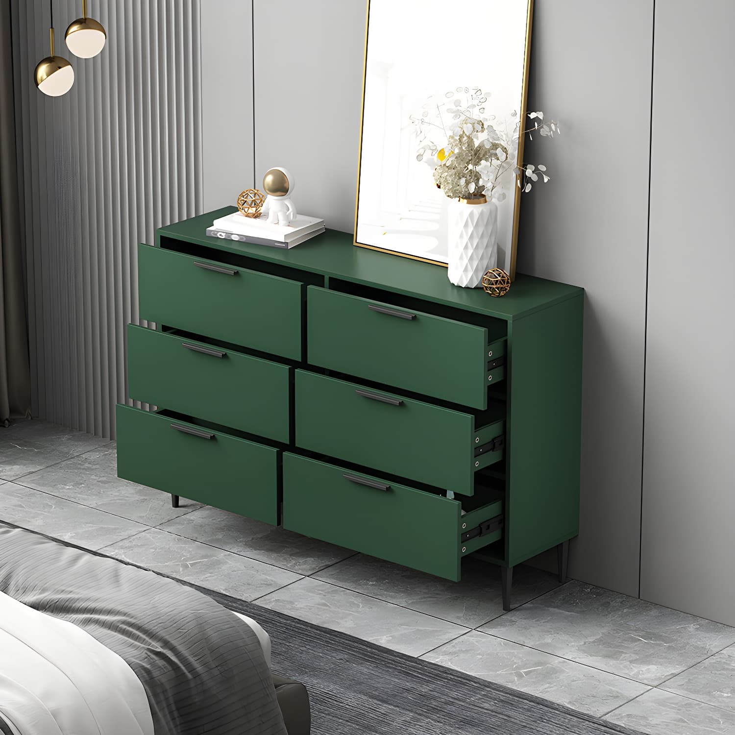 Modern Horizontal Storage Chest Dresser Wooden Storage Chest with Drawers thumbnail 6