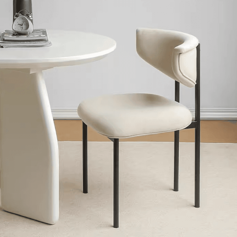Scandinavian Side Chair with Uncovered Back, Upholstered, Ink/Gilded Metal Legs thumbnail 16