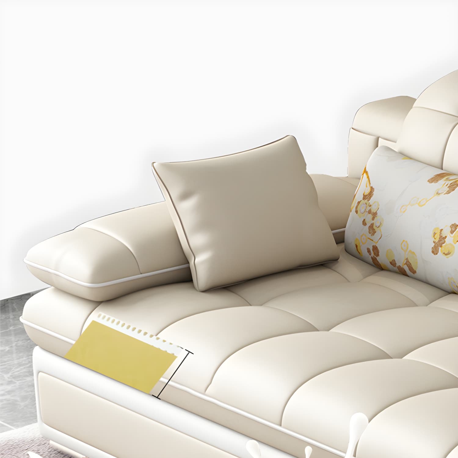 Contemporary Faux Leather Sofa & Chaise Biscuit Back Pillow Top Sofa thumbnail 10