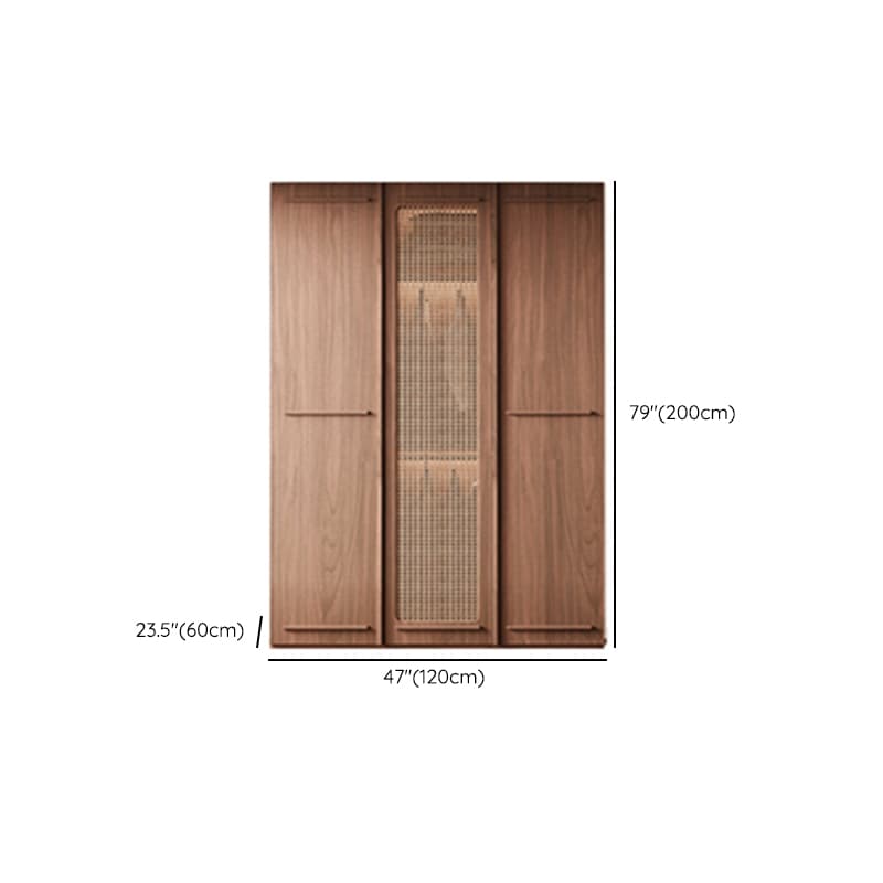 Simplistic Wood Color Timber Wardrobe Closet with Soft Close Door, Interior Shelves, and Hanging Rod thumbnail 8