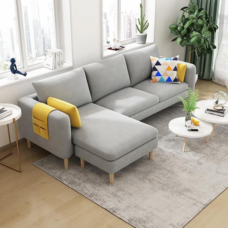 Simple L-Shape Reversible Sponge Cushioned Sofa Recliner 3 Person with Pillow Back & Square Arm thumbnail 7
