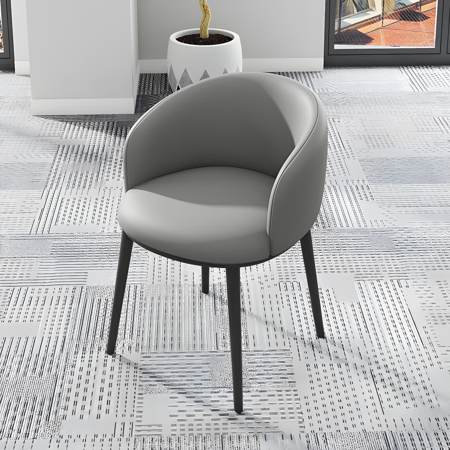 Modern Upholstered Home Arm Chair Solid Back Matte Finish Dining Chair thumbnail 21