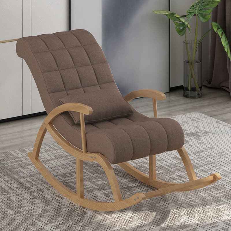 Modern Upholstered Rocking Chair with Removable Cushions - Stylish Pine Frame and Included Pillow thumbnail 1