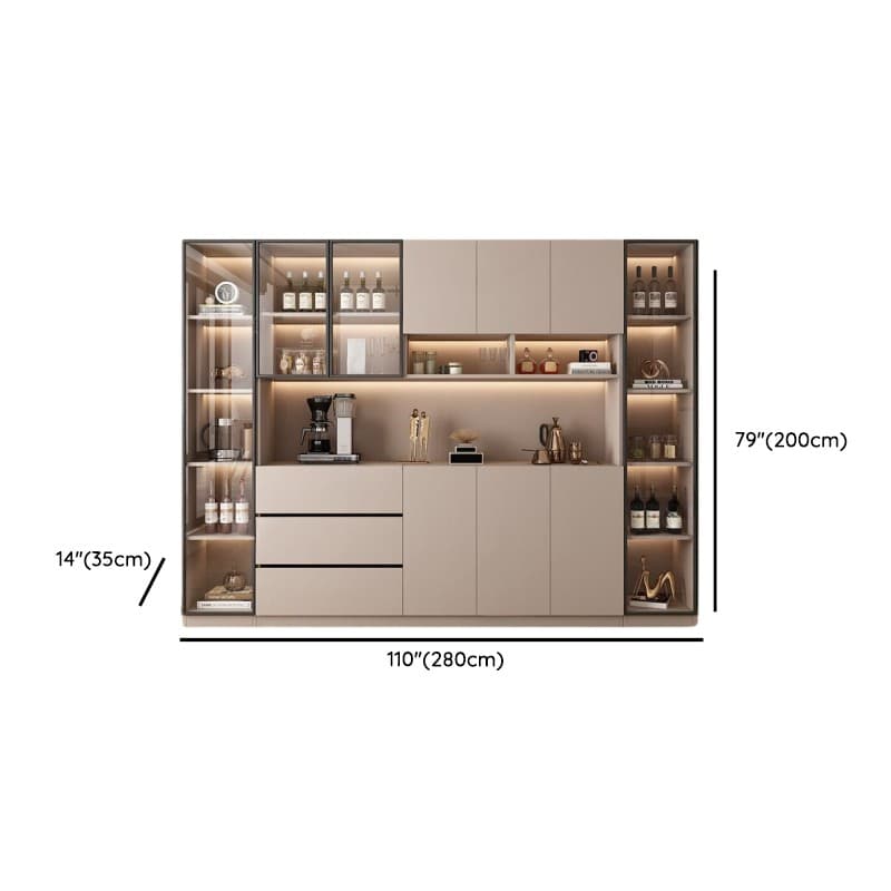 Wide/Standard/Narrow Modern Timber 3 Drawers 2 Shelves/3 Shelves/1 Shelf Glass Doors Pantry Hutch Sideboard thumbnail 32