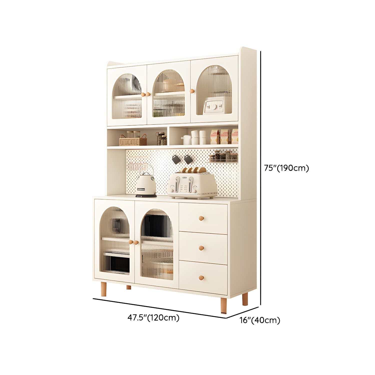 Scandinavian Wood Sideboard Cabinet with Adjustable Shelves and Glass Doors - 40cm Width thumbnail 30