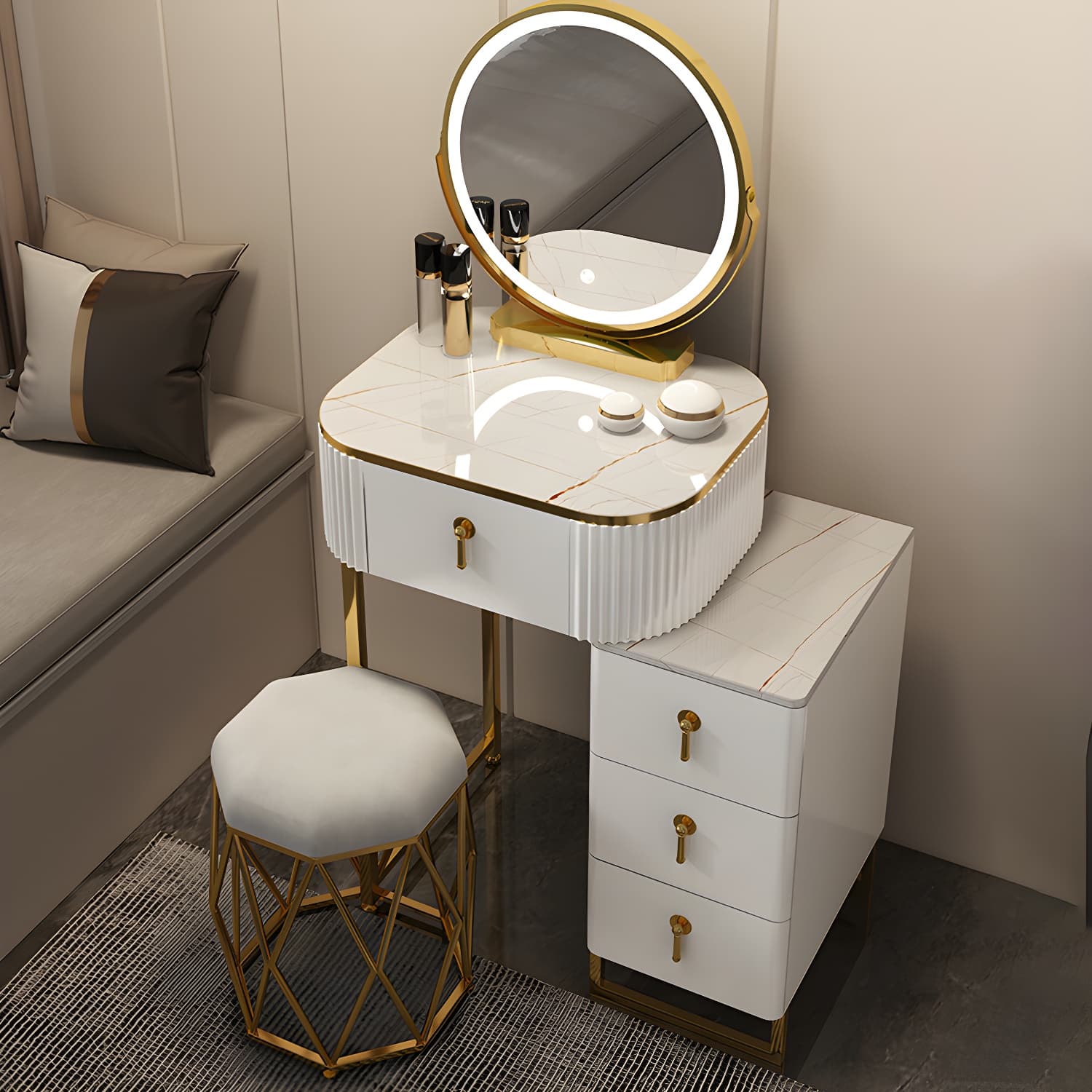Contemporary Makeup Vanity Desk Table 29.9" H Bedroom Makeup Counter thumbnail 18