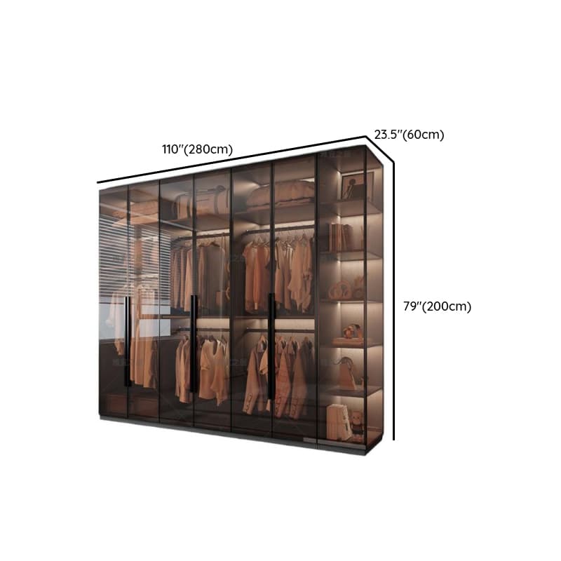 Transparent Simplistic Vitreous Wardrobe Closet with Soft Close Door, Interior Shelves, and Hanging Rod thumbnail 18