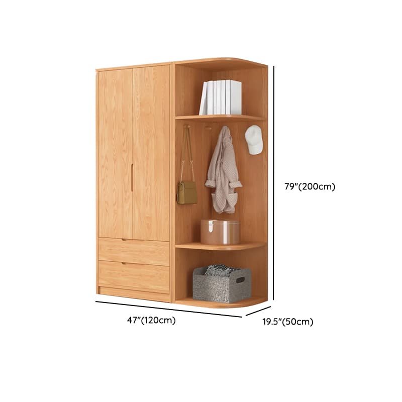 Wood Color Nordic Unfixed Wardrobe Closet thumbnail 39