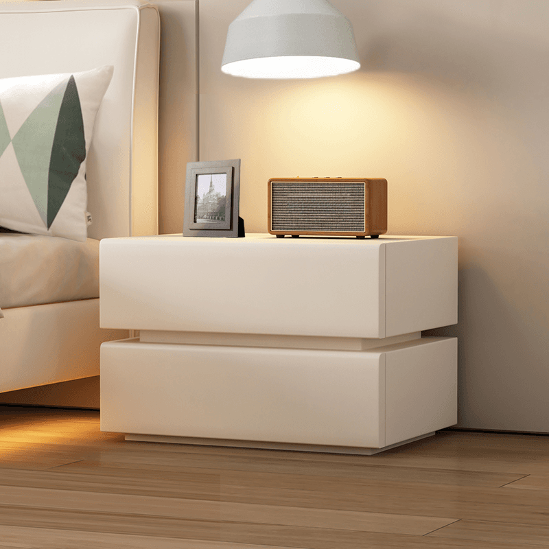 Art Deco Style Bedside Cabinet Nightstand with 2 Drawers and Pine Countertop thumbnail 6