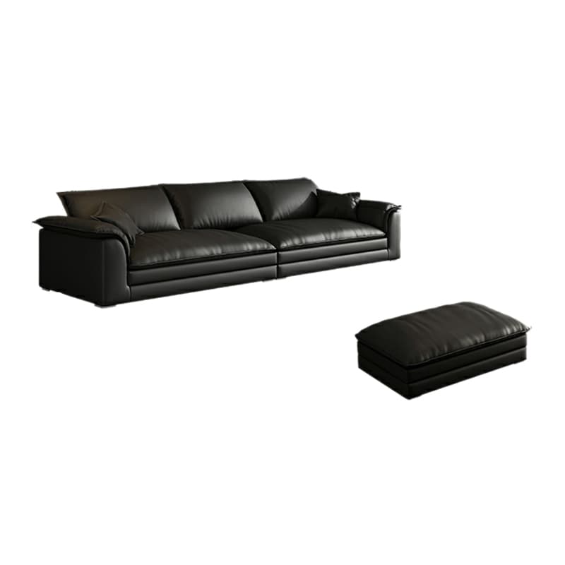 Black Cushion Back 30'' Interface Genuine Leather Sofa Pillow Top Arm thumbnail 11