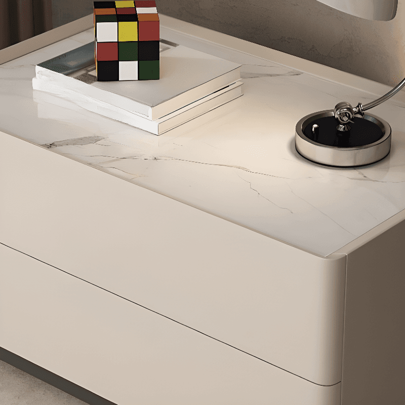 Casual Sintered Stone Countertop Drawer Storage Nightstand with 2 Drawers thumbnail 8