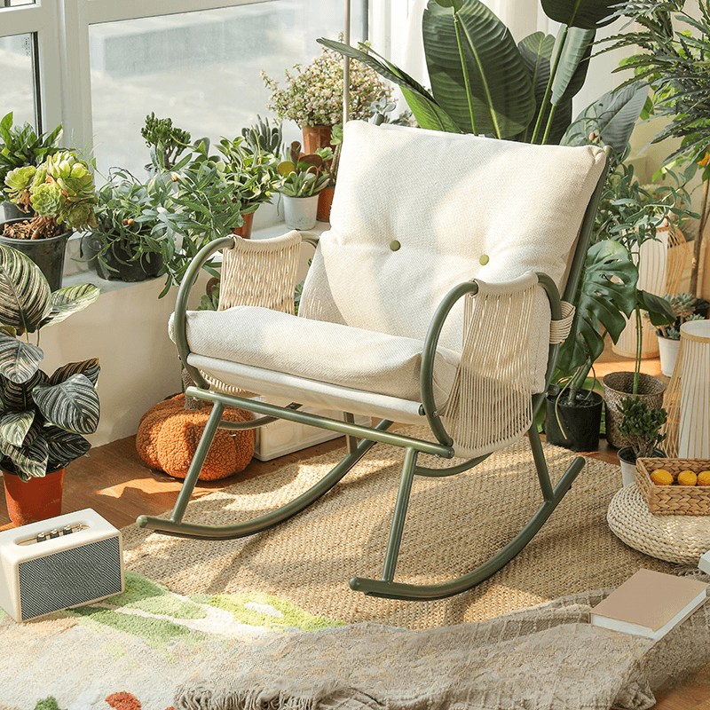 Art Deco Alloy Rocking Chair with Upholstered Track Arm thumbnail 4