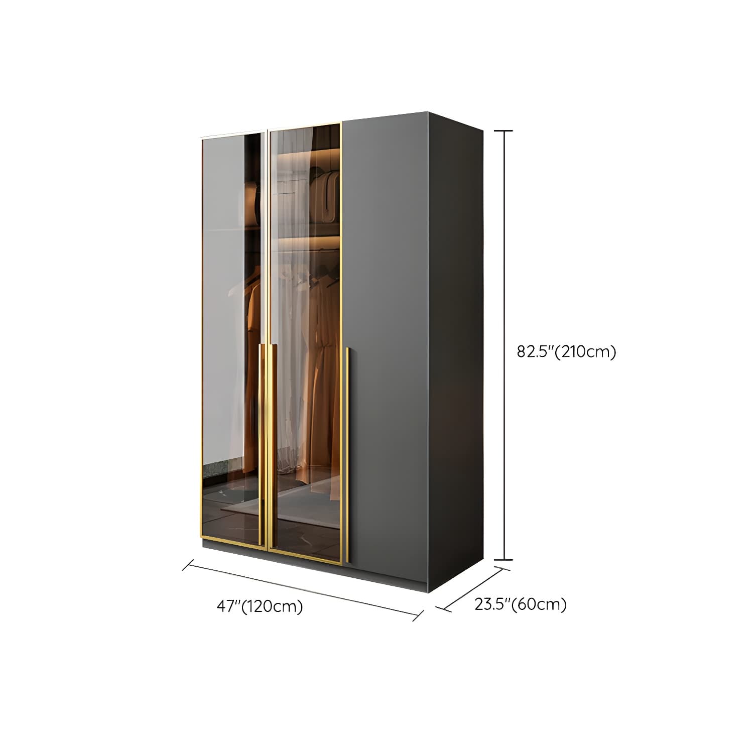 Modern Black Wood Wardrobe Armoire with Soft-Close Drawers & Clothing Rod thumbnail 13