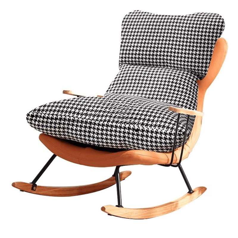 1 Piece Set/2 Piece Set Water Resistant Padded Living Room Rocking Chair in Chalk/Grey/Citrus Color with Upholstered Back and Track Arm in a Simple Style, Ottoman Included/Not Included thumbnail 2