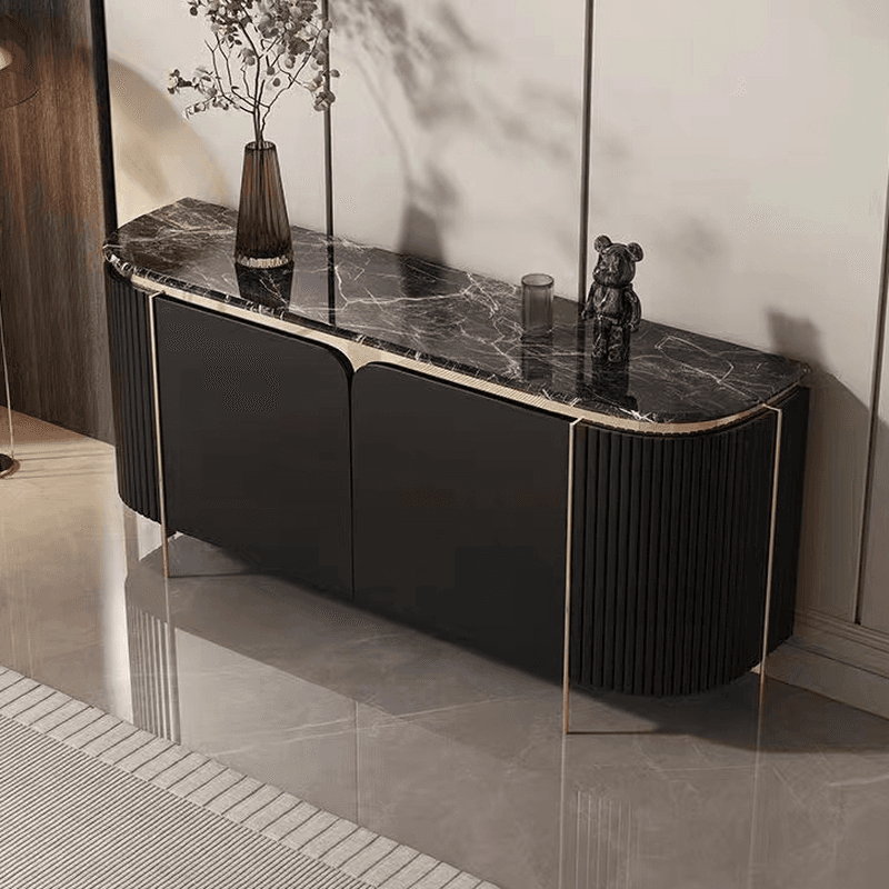 Glamorous Ground Sideboard with Standard/Narrow Size, 1 Shelf, Cabinets, Sintered Stone Countertop, and 2 Doors