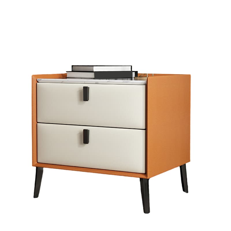 Contemporary 4 Legs Storage Drawer Nightstand with Black Handles for Bedroom thumbnail 18