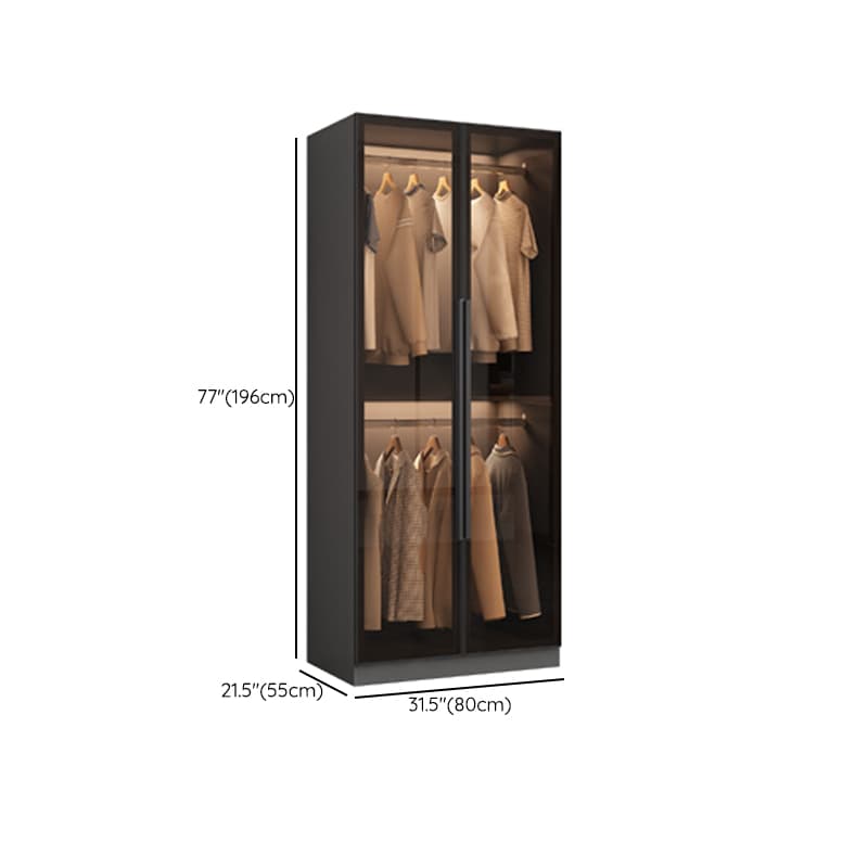 Ink-Colored Manufactured Wood Detached Wardrobe Closet with Soft Close Drawer, Door, Interior Shelves, and Clothing Rod thumbnail 10