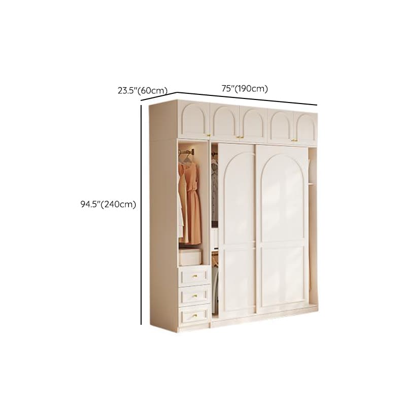 Casual White Wooden Wardrobe with 5 Drawers/4 Drawers/2 Drawers, Interior Shelves & Hanging Rod thumbnail 17