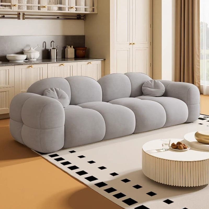 Trendy Solid Color Stain Resistant Loveseat in Black/Dark Gray/Taupe for 2 People with 2 Pillows thumbnail 5