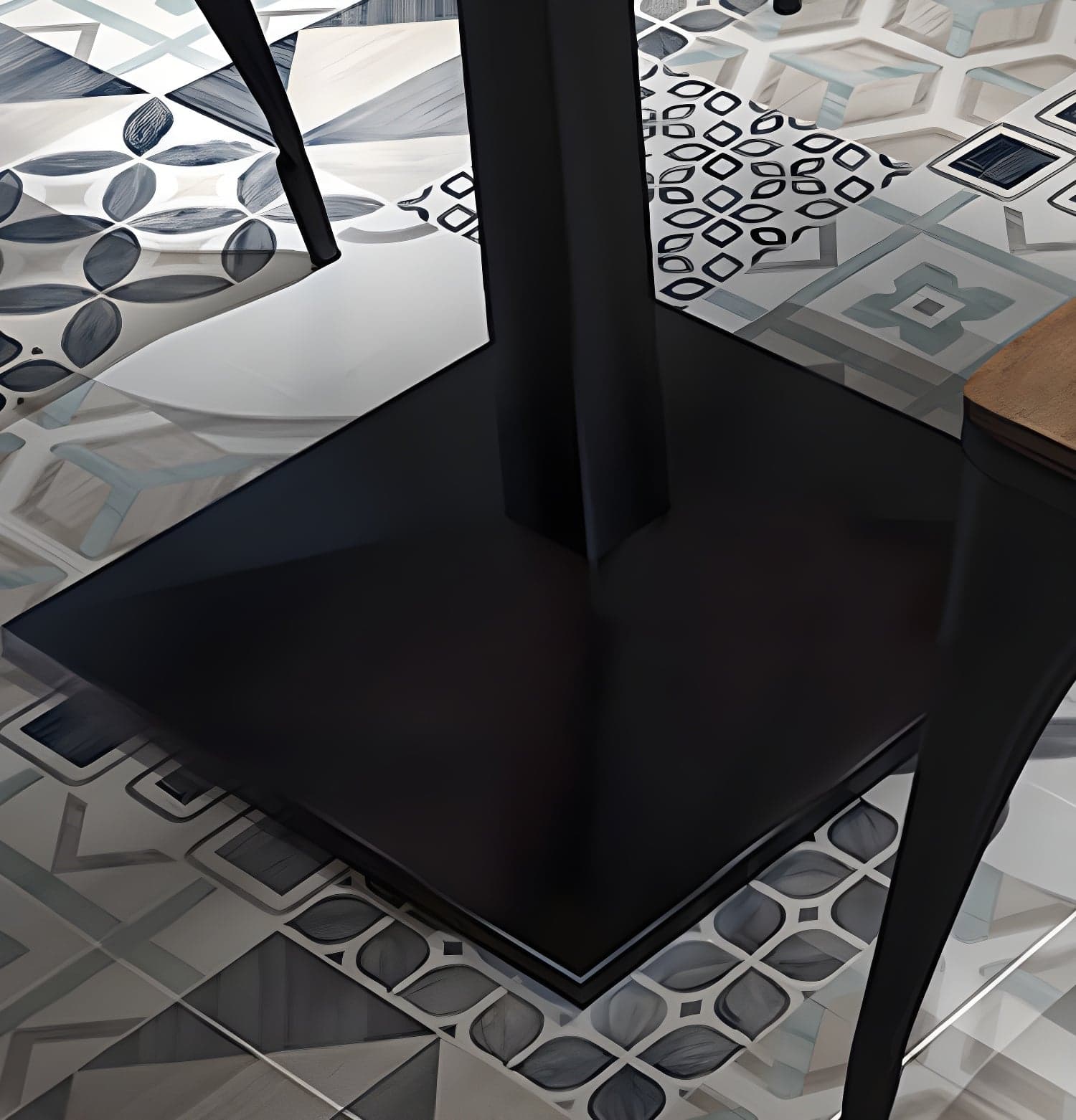 Metal Industrial Pedestal Dining Table Wood Top Table for Kitchen and Dining Room thumbnail 7