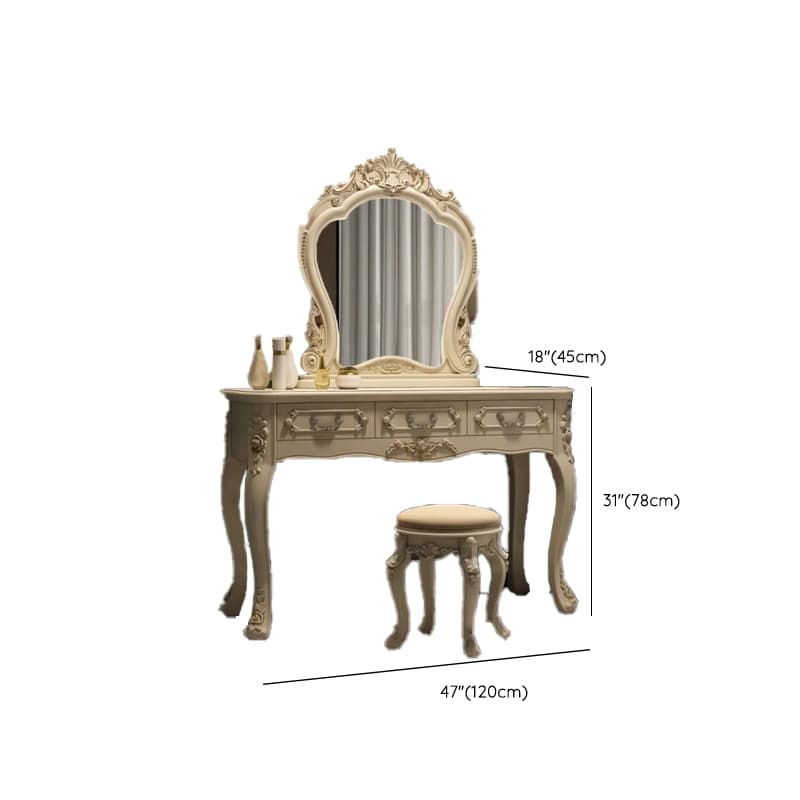 Standard/Small/Large Retro Cream Timber Vanity Set with Chair & Standing Mirror thumbnail 16