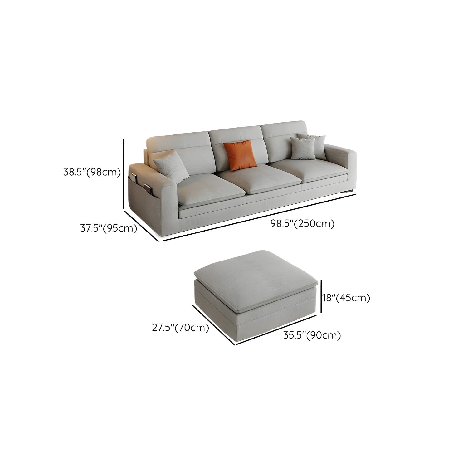 Contemporary Square Arm Sectional Sofa with Pillows and Storage thumbnail 17