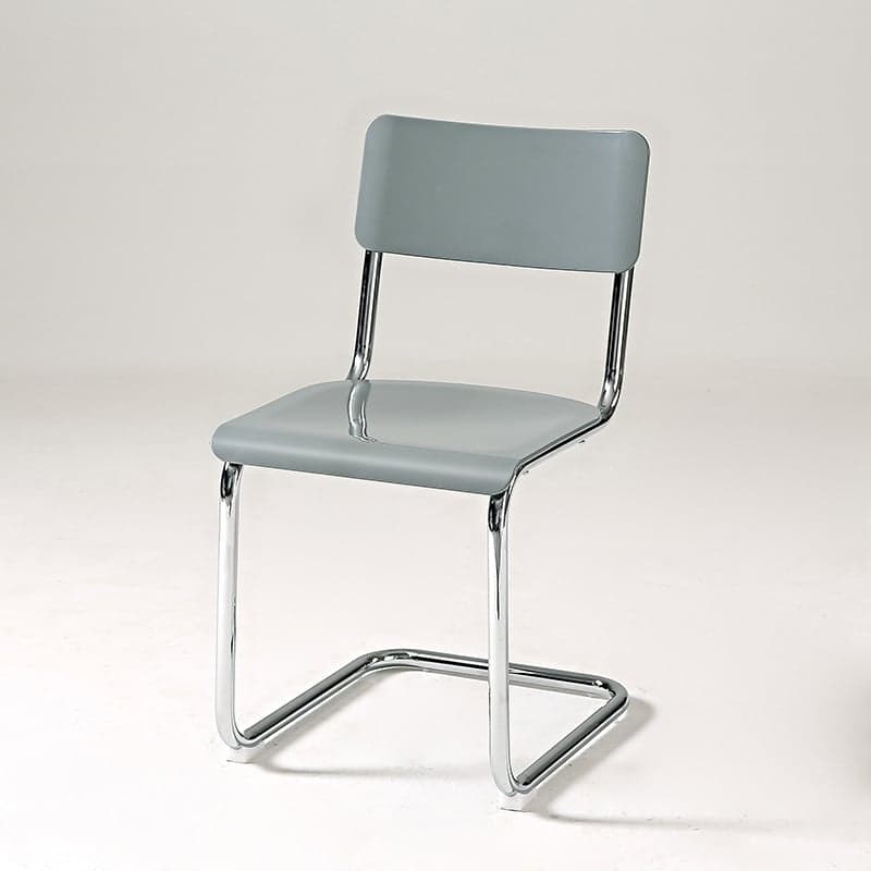 Cantilever Stable Armless Chair with Foot Pads, Open Back and Metal Base in a Modern Style thumbnail 3