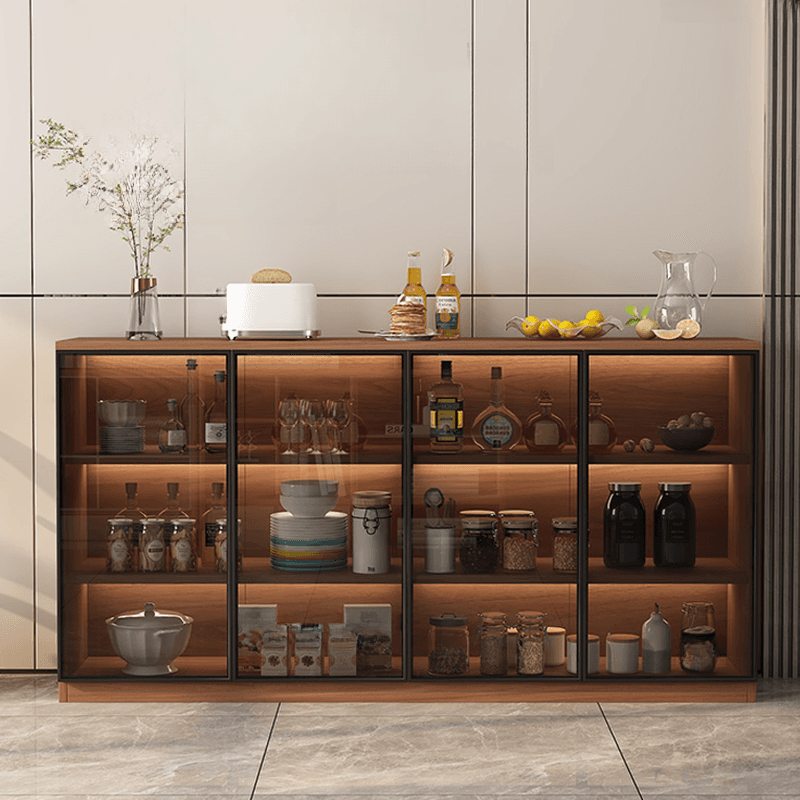 Trendy Sideboard with Cupboard, Narrow/Standard Size, Three Internal Shelves, Composite Wood Countertop, and Glass-panel Door thumbnail 4