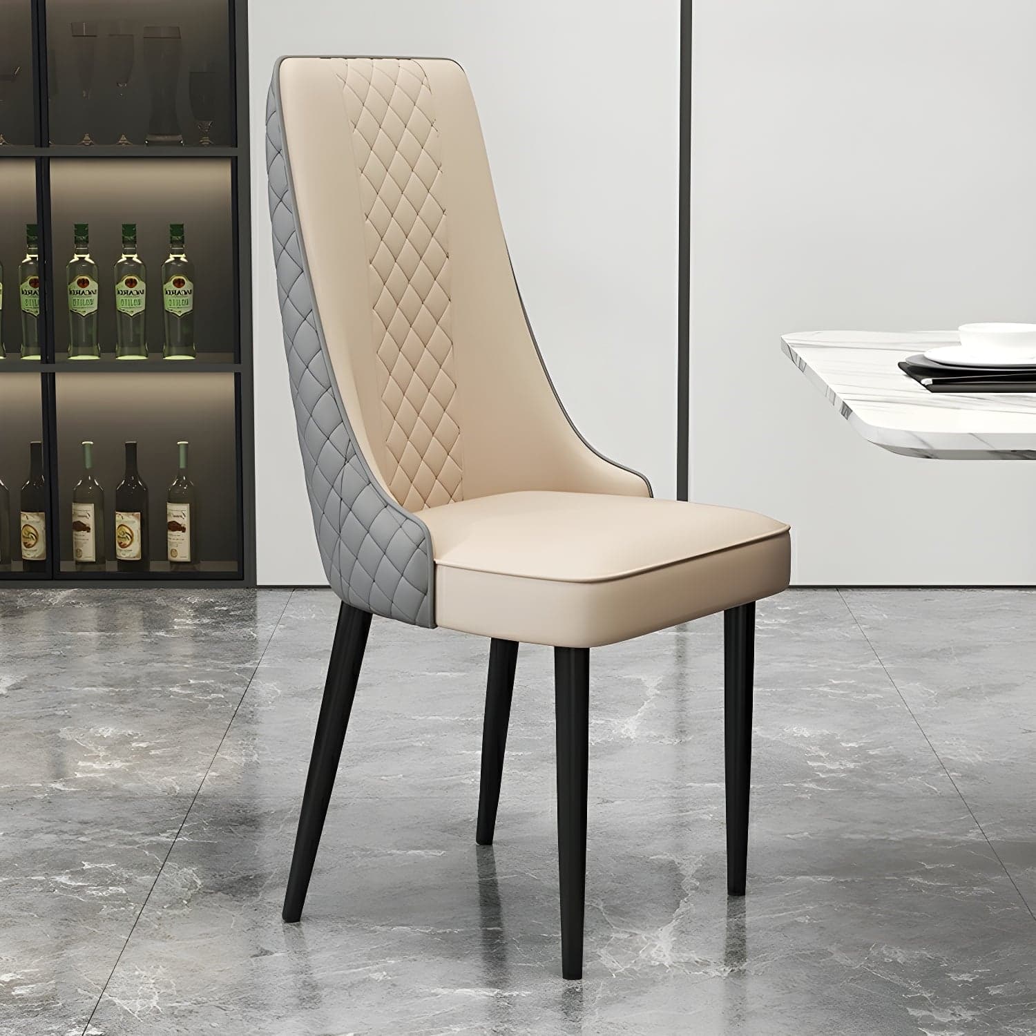 Comfortable and Stylish Faux Leather High Back Upholstered Chair for Kitchen and Dining thumbnail 6
