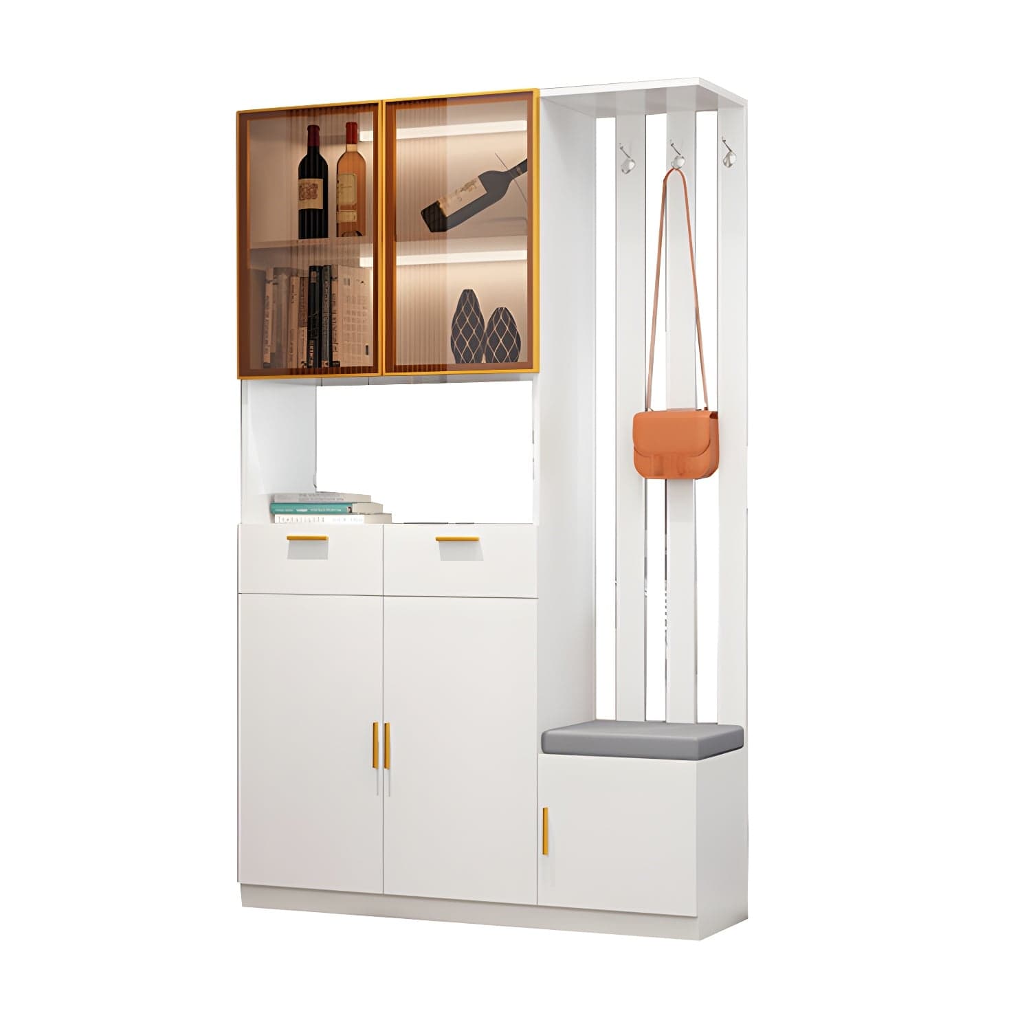 Contemporary 3-door Wooden 11.81" Wide Accent Cabinet with Drawer thumbnail 12