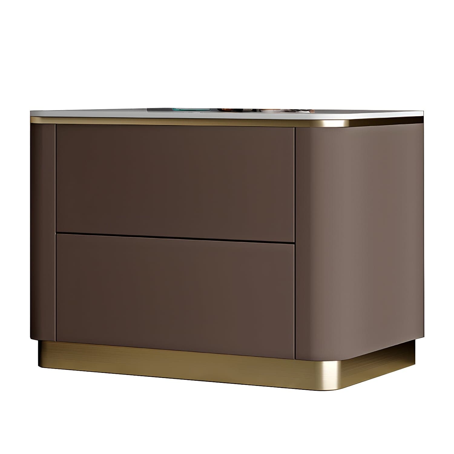 Glam Solid Wood Leather Outer Frame Accent Table Nightstand Drawer Storage Night Table thumbnail 3