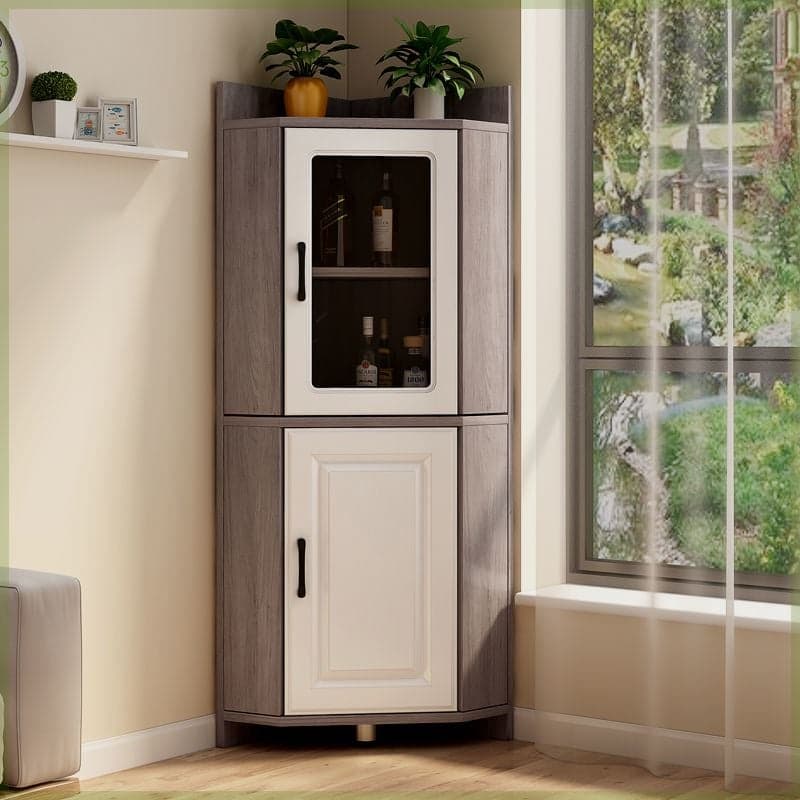 Gray/Wood Grain Unattached Accent Cabinet with Engineered Wood for Living Room thumbnail 1