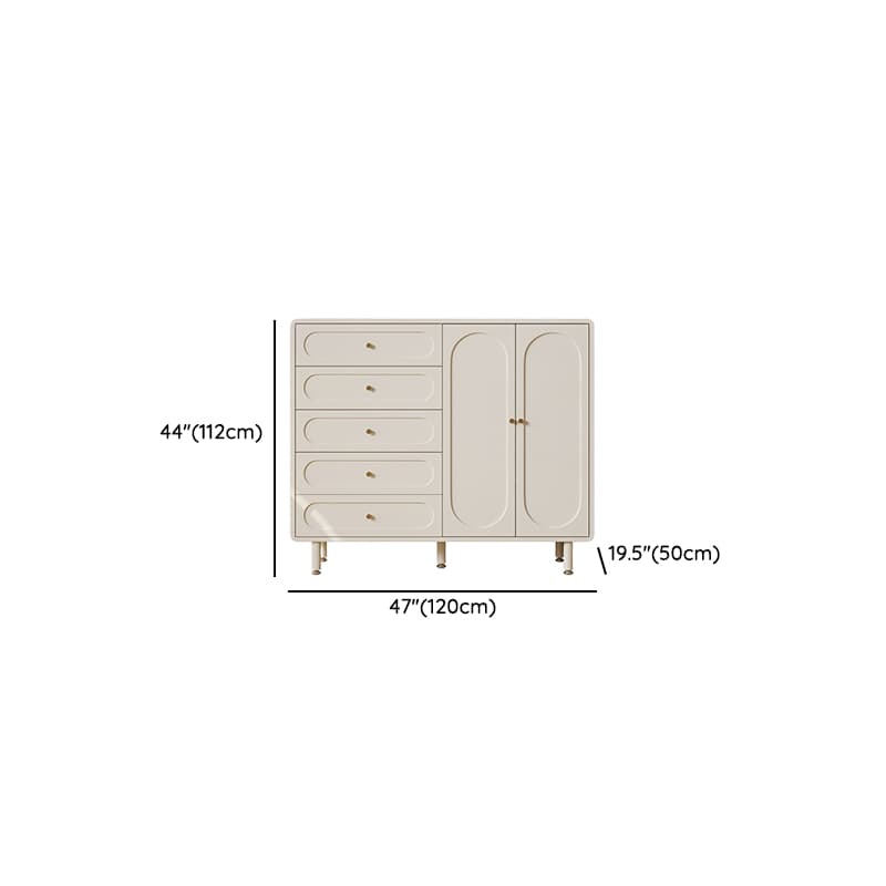 Chalk Casual Particle Board Wood Console Dresser with 5/4 Drawers, Hutch, 3 Interior Shelves, Horizontal thumbnail 11