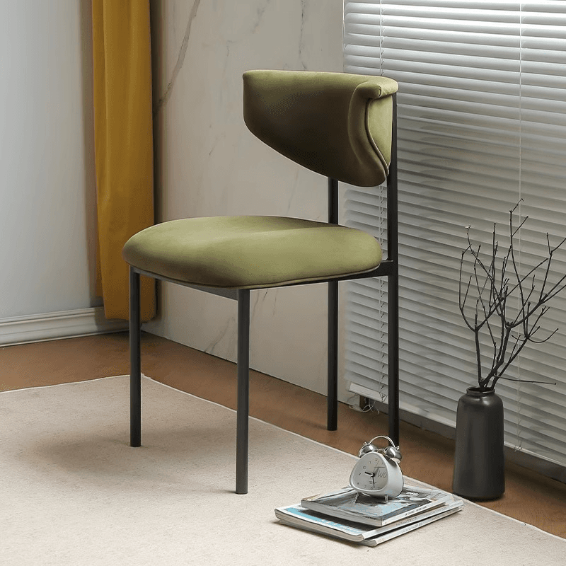Scandinavian Side Chair with Uncovered Back, Upholstered, Ink/Gilded Metal Legs thumbnail 7