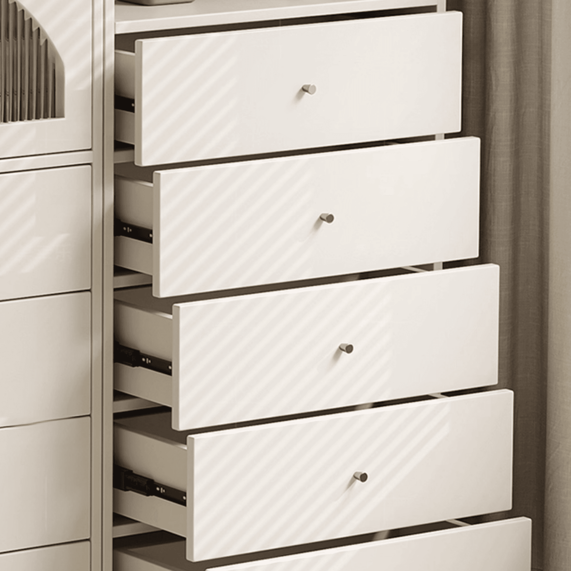 Chalk Casual Composite Wood Combo Dresser with Shelves, 6/3/5 Drawers, Hutch, Vertical thumbnail 3