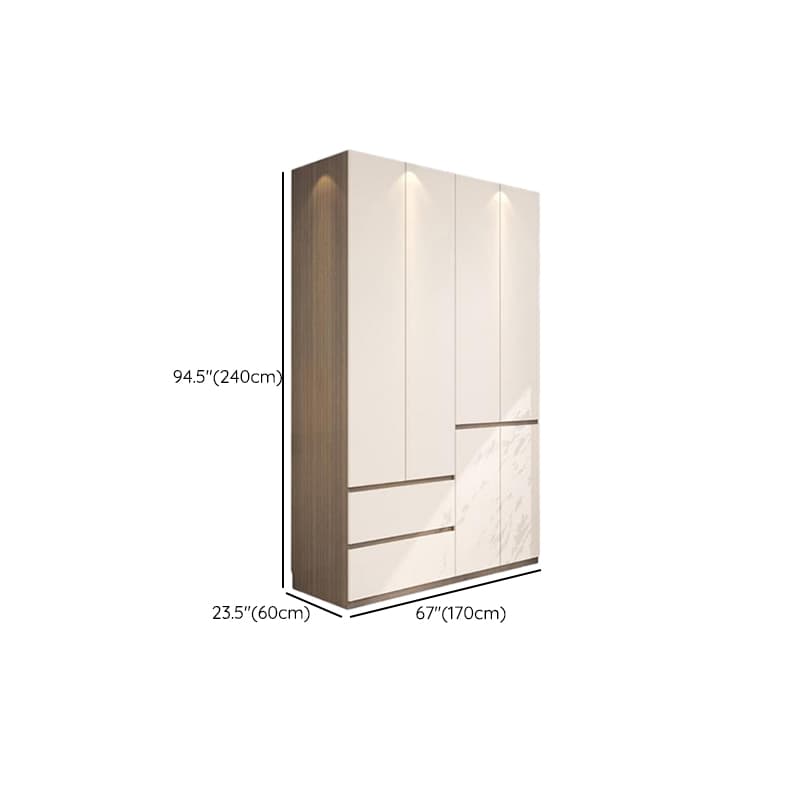 Beige Modish Armoire Cabinet in Manufactured Wood with Soft Close Drawer, Soft Close Door, Interior Shelves, and Clothing Rod thumbnail 30