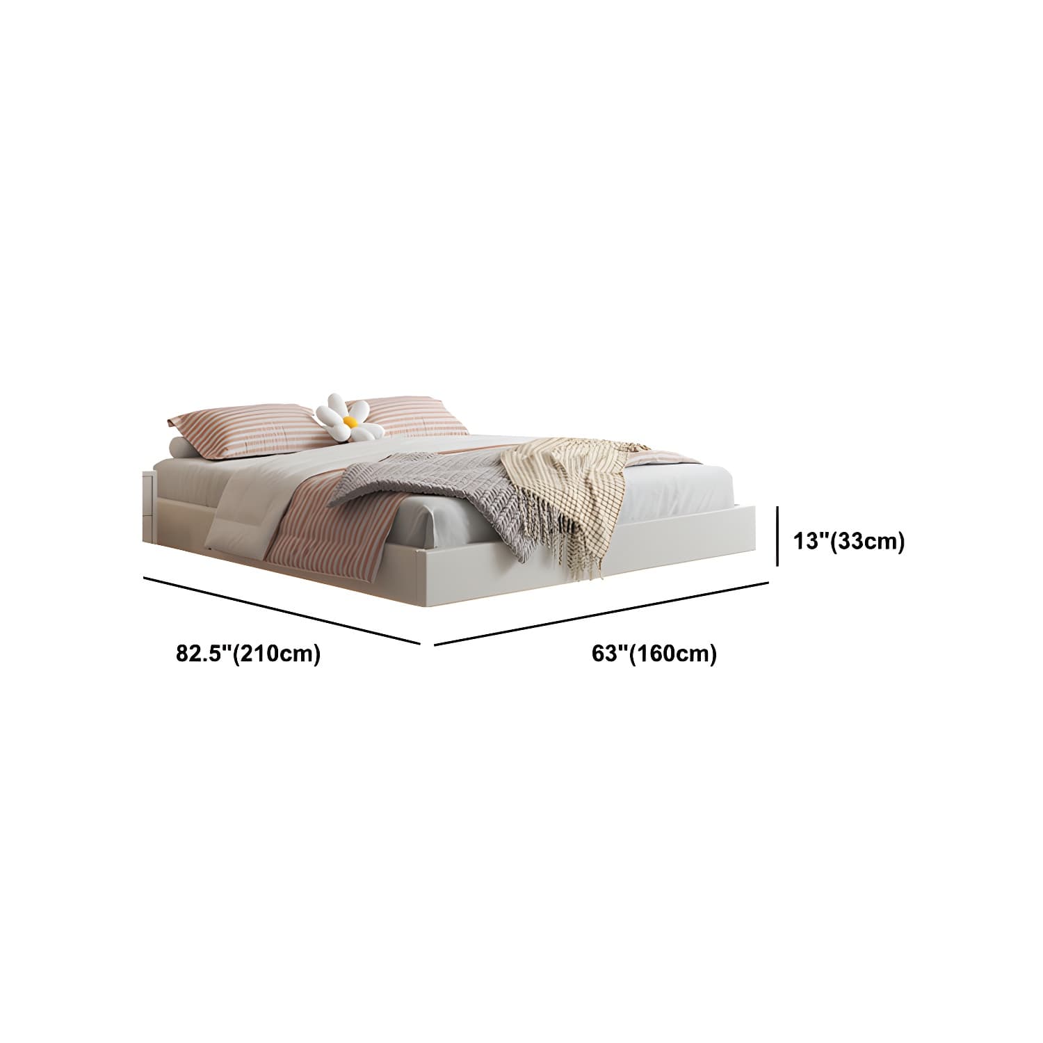 Contemporary Style White Standard Bed Pine Wood Platform Bed Frame thumbnail 13